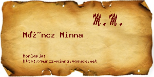 Müncz Minna névjegykártya